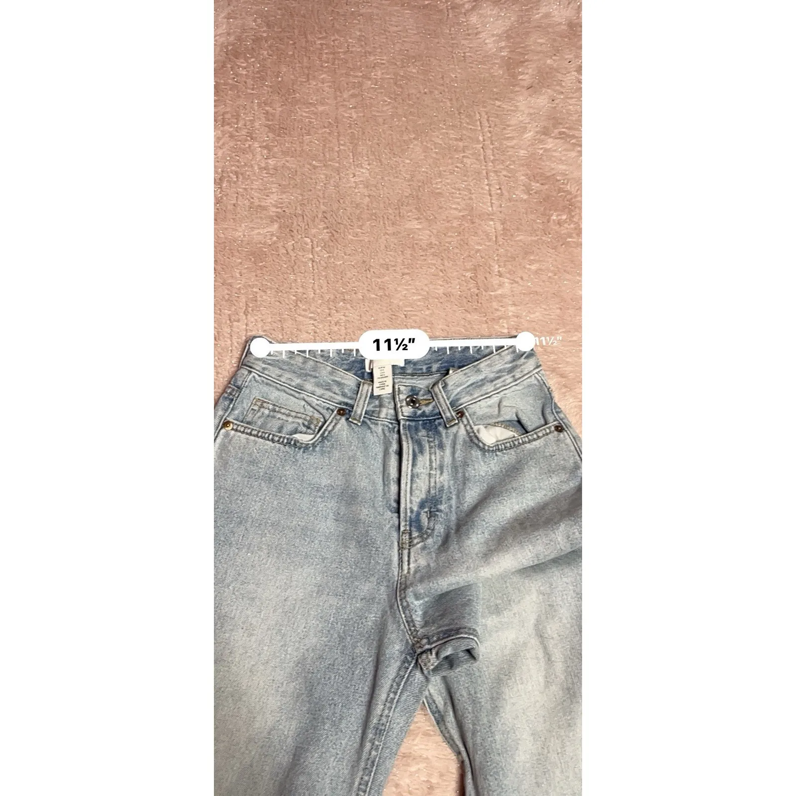 H&M Jeans Women 2 Blue Denim Wide Leg Mid Rise Zip Fly Cotton Blend Size 0 Bin11 - Image 5