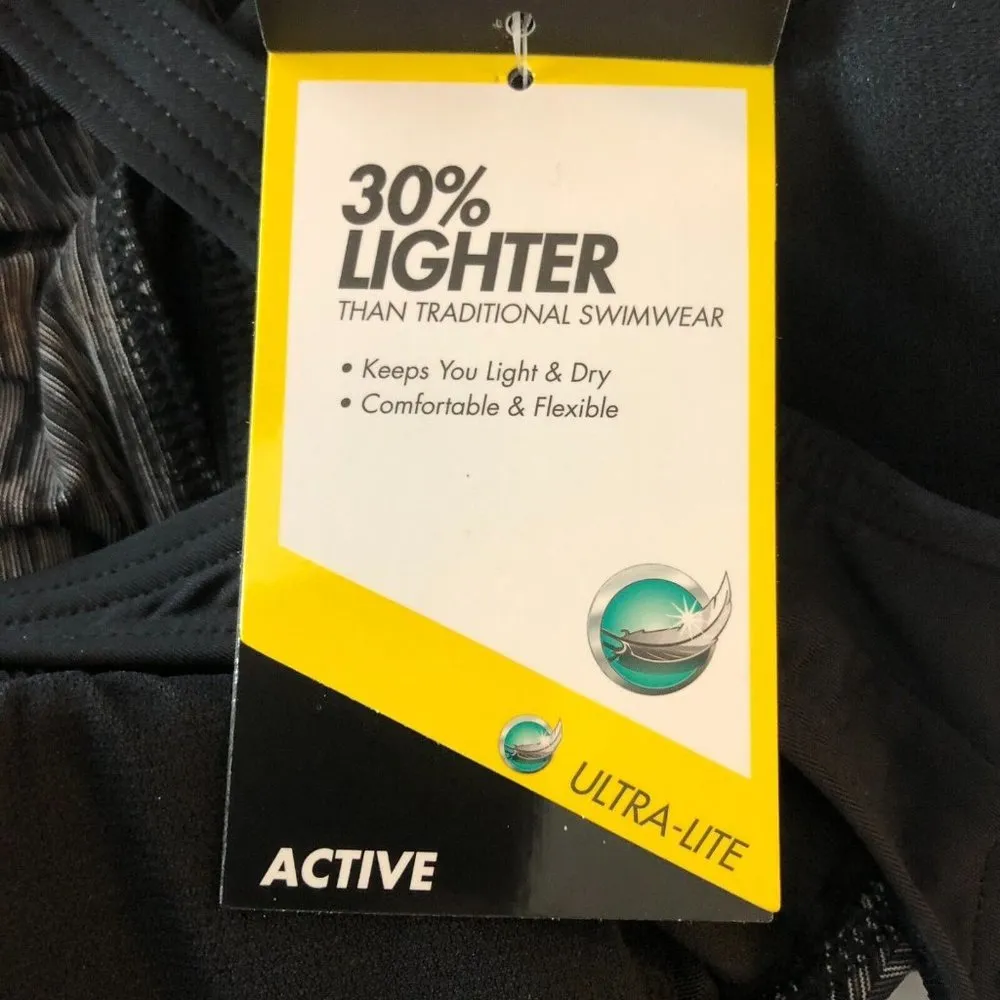 TYR Womens Sonoma Ambu Tankini Top Built In Bra Contour Cups Striped Gray L - Image 8