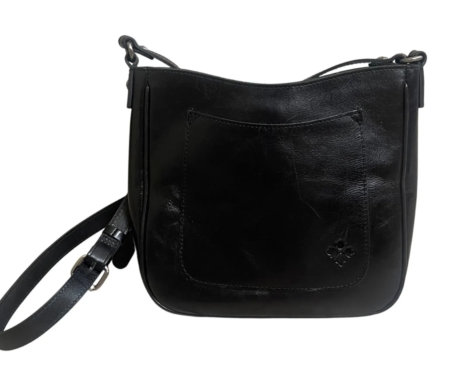 Patricia Nash Emeline Vintage Distressed Leather pure crossbody black EUC - Image 1