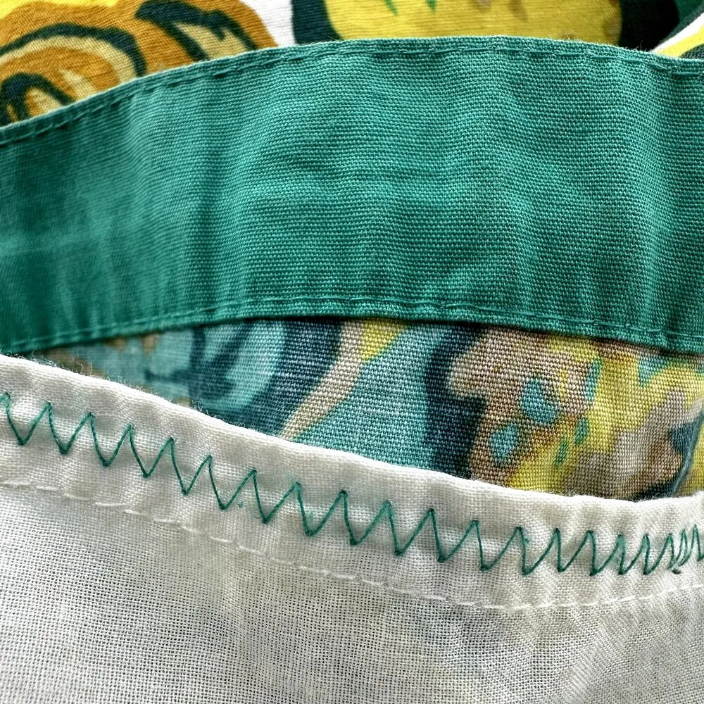 Boden Floral A Line Skirt High Waisted Pull On Elastic Waist Cotton Green 10R Size 10 - Image 2