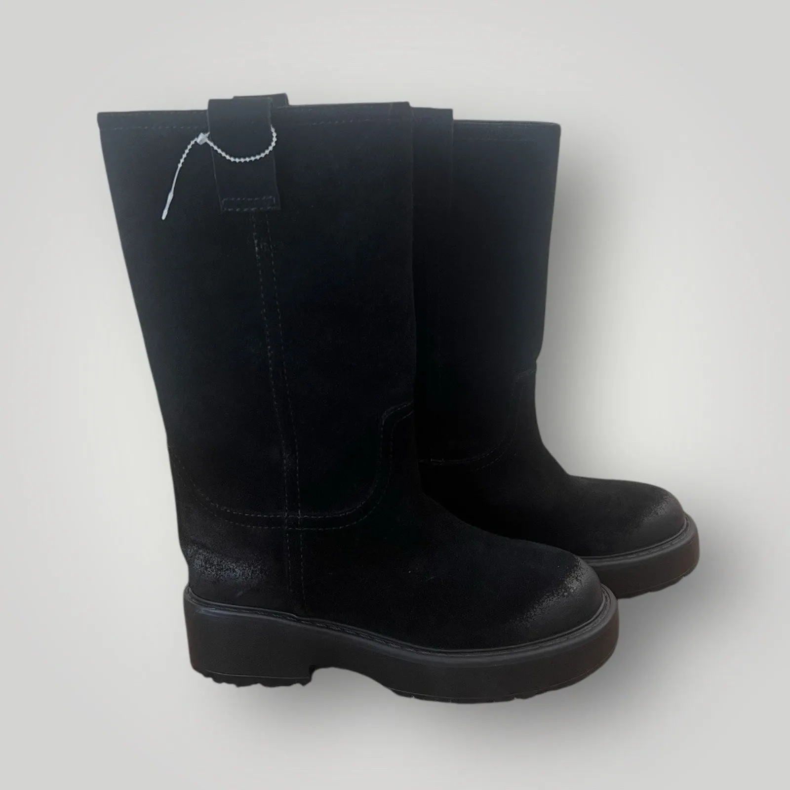 NEW Jeffrey Campbell Wybie Boots Black Oiled Suede Mid-Calf Lug Sole 7.5 - Image 9