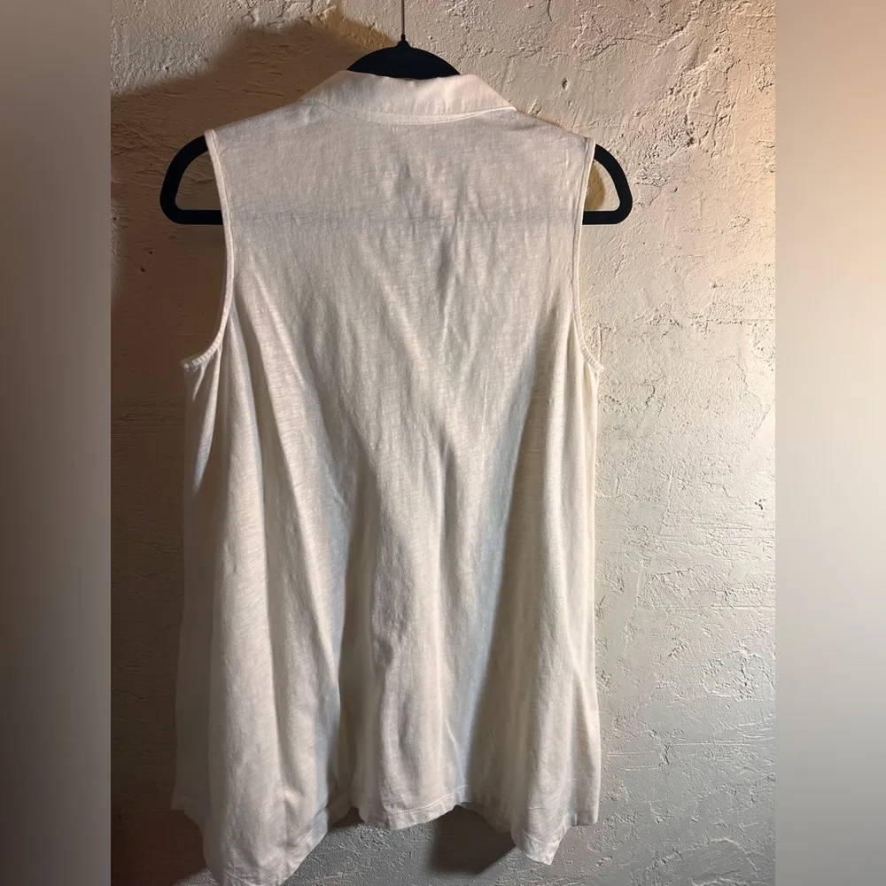 Soft Surroundings Cream Button Down Shirt with Notched Collar - Image 8