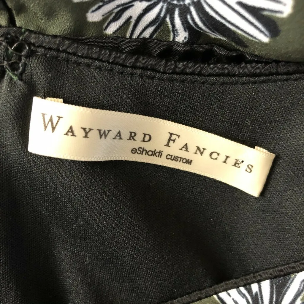 Wayward Fancies eShakti Custom Dress A Line Floral Daisies Olive Green XL/16 - Image 3