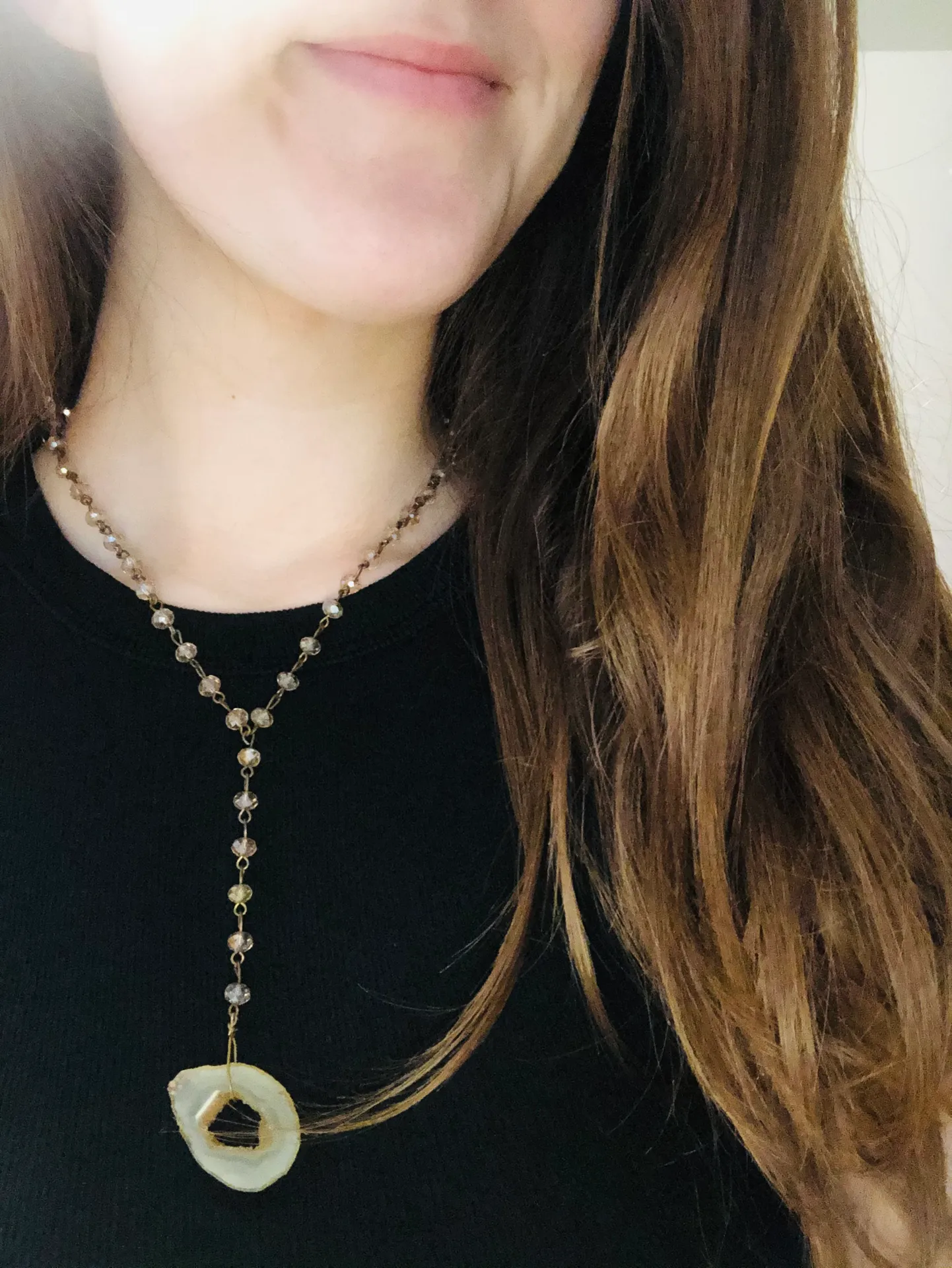 Rock Tiered Necklace For Layering Tan - Image 2