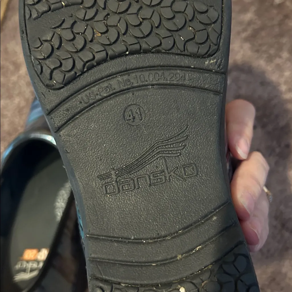 Dansko XP 2.0 teal striped slip on clogs - Image 8