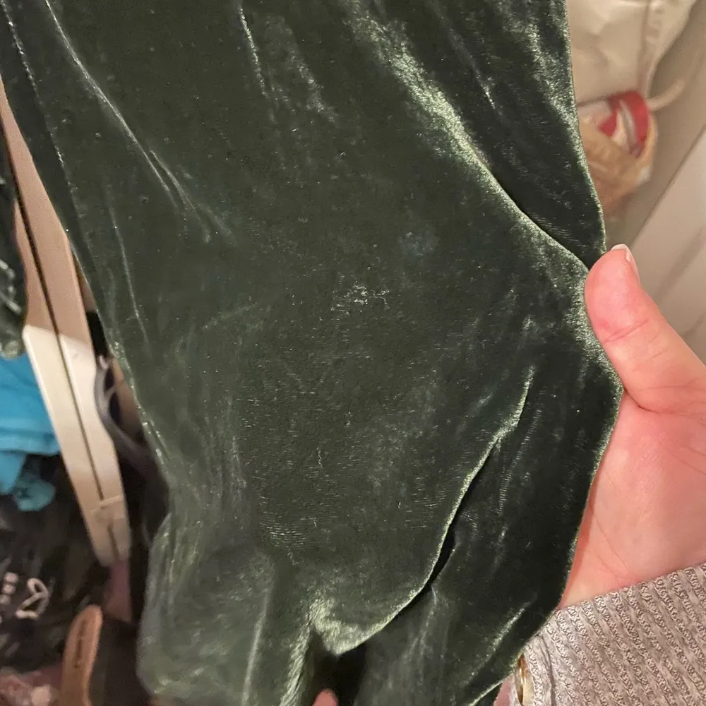 DIANE VON FURSTENBERG SILK ASSETS GREEN VELOUR VINTAGE PANTS - Image 5