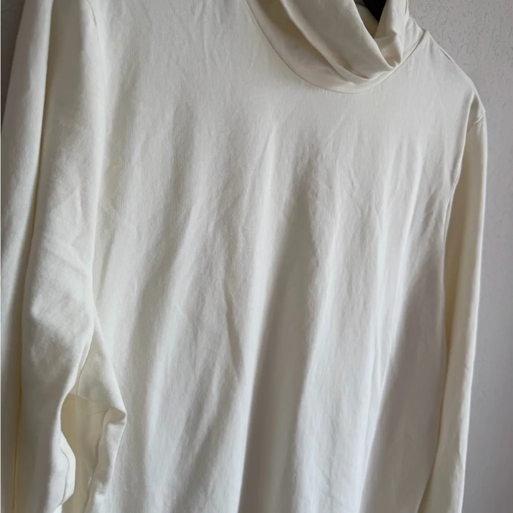 Talbots The Tee White Cotton Blend Turtleneck Long Sleeve Blouse Womens XL - Image 2