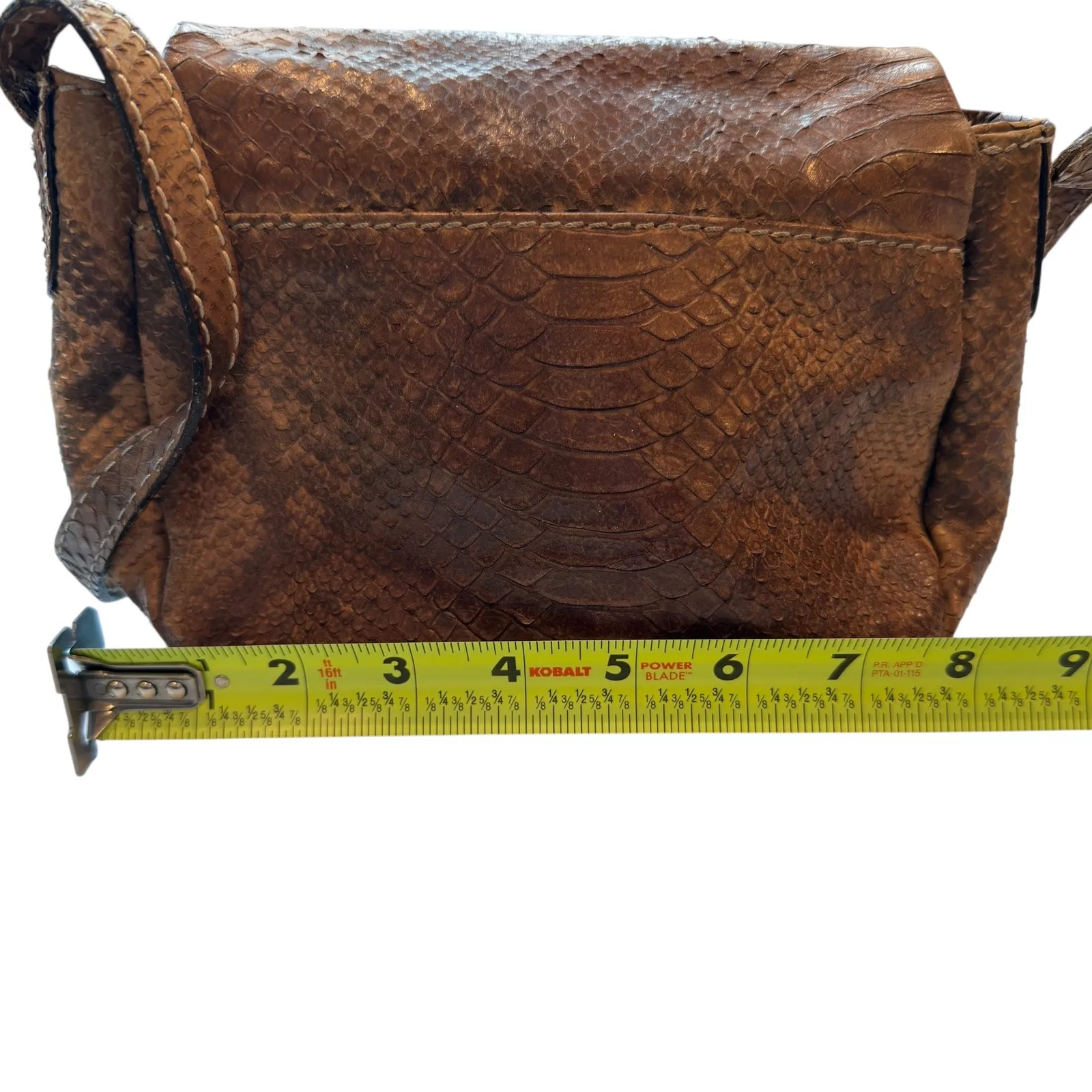 Abro Snakeskin Leather Crossbody‎ Bag Designer Purse Brown Small - Image 2