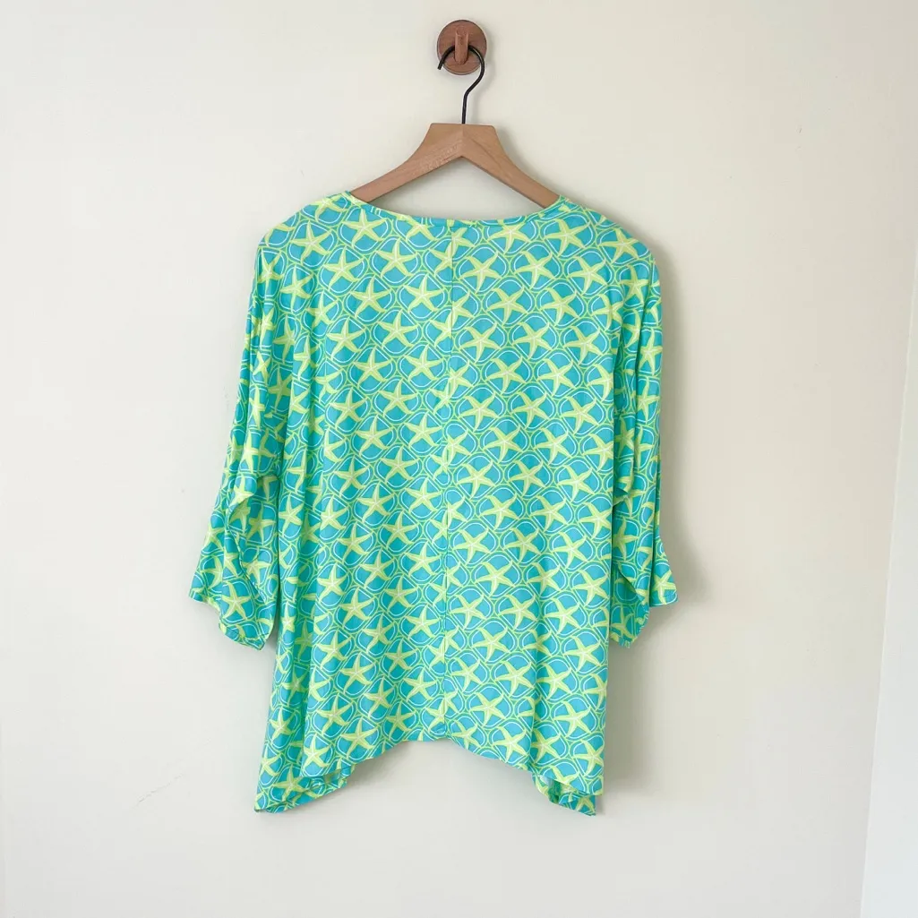 NWT ESCAPADA Starfish Rayon 3/4 Button Sleeve Milan Top Blouse Women’s Medium - Image 5