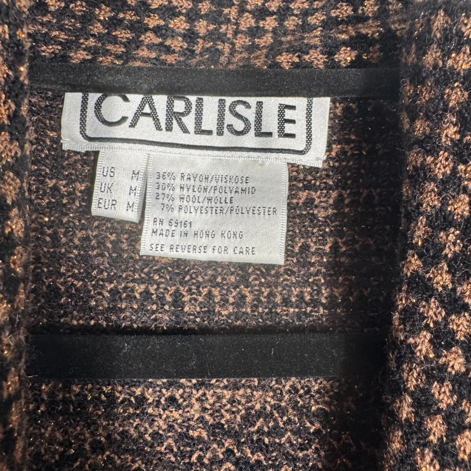 Carlisle Women's Brown Black Knit Cardigan Sweater Geometric Pattern Medium - Image 2