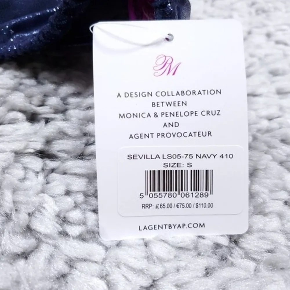 L'Agent by Agent Provocateur Sevilla Bikini Top Glitter Metallic Navy Small NWT - Image 6