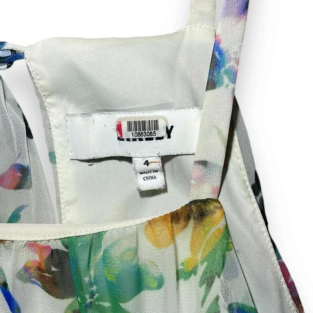 LIKELY Pleated Maxi Dress White Multicolor‎ Floral Sleeveless Halter Size 4 - Image 7