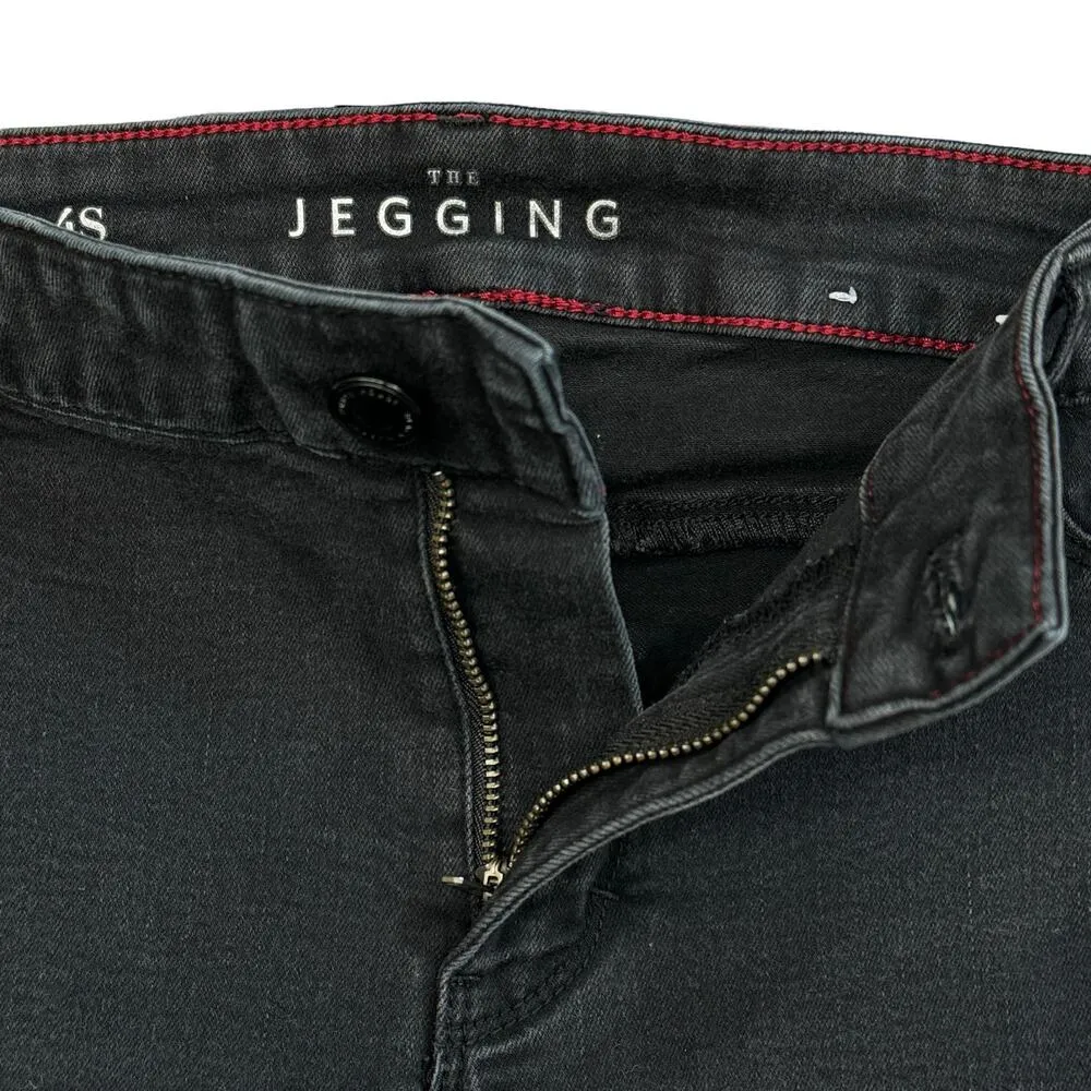 WHBM SZ 4S SHORT Jegging Jeans Stretch Zip-Fly Low-Rise Pockets Black Wash - Image 3