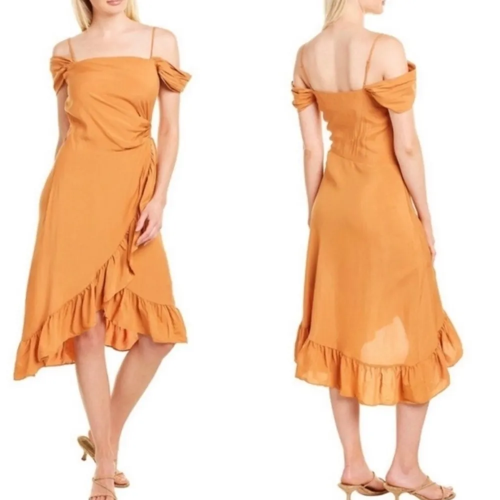 Maje Elegant Orange Off-Shoulder Dress Size 1 - Image 2