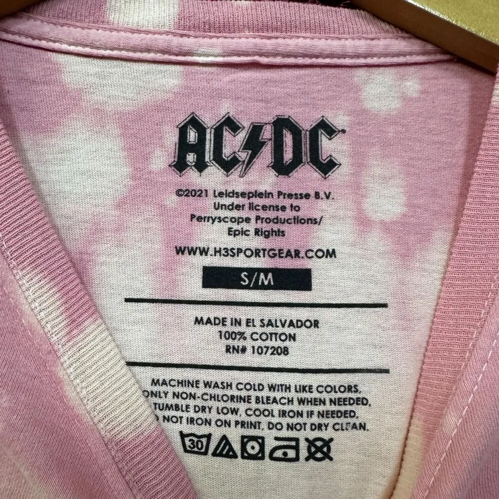 AC/DC Let There Be Rock Tour 1971 Long Sleeve Tshirt Tie Dye S/M - Image 4