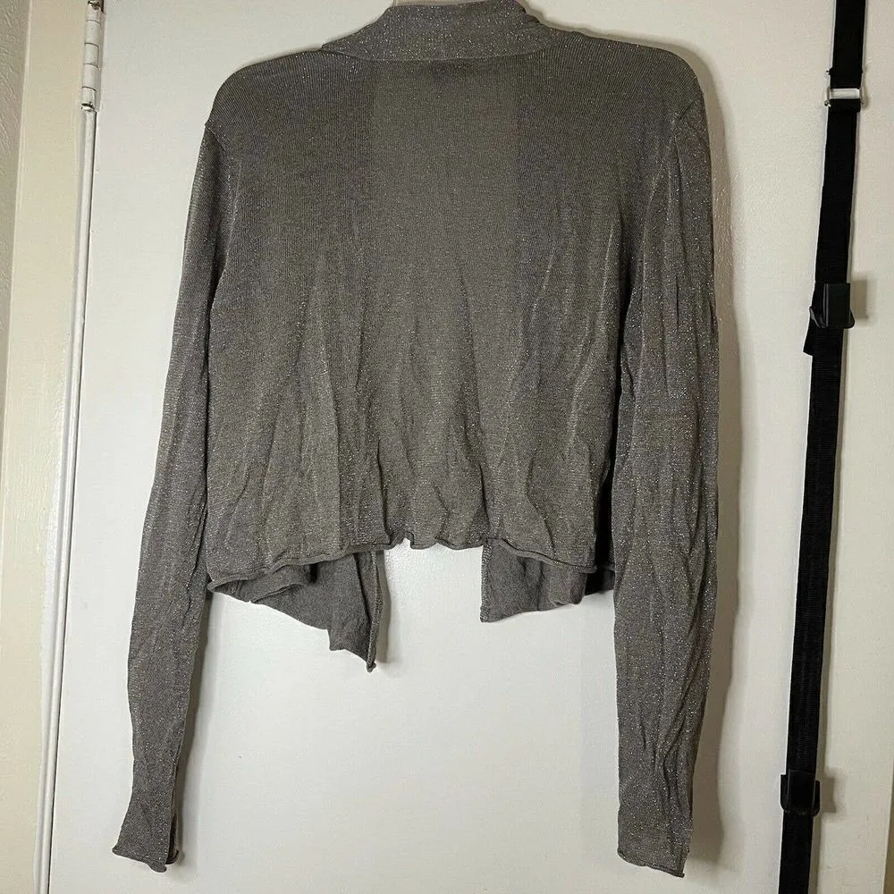 EILEEN FISHER shimmer metallic gold cardigan knit sweater small - Image 4