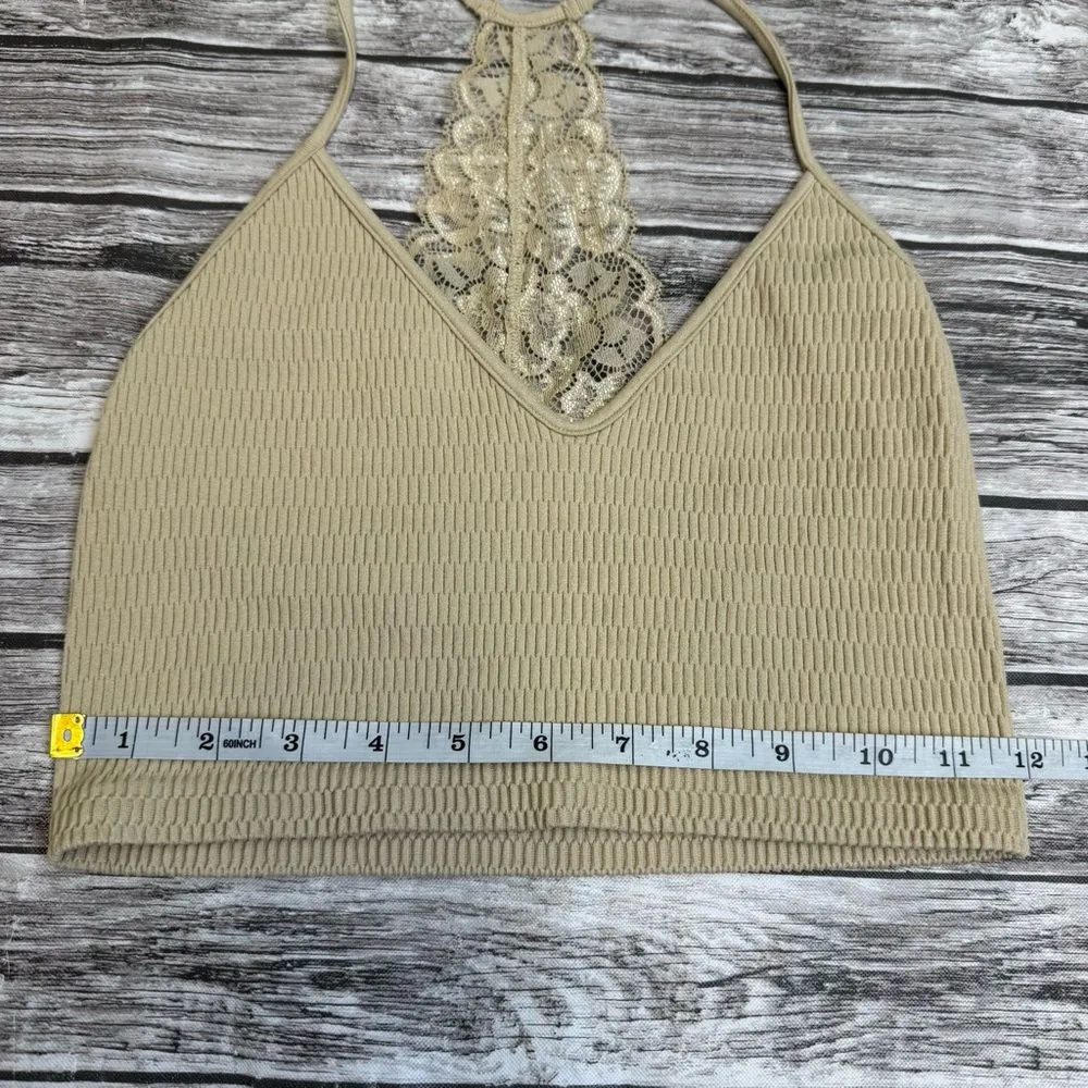 Suzette Collection Women's Pullover Bralette Lace Racerback V Neck One Size Tan - Image 7