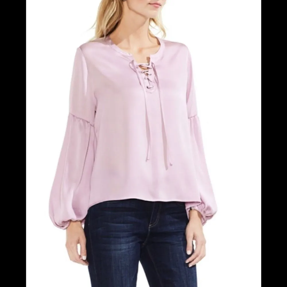 Hammered lace up lavender blouse. NWT - Image 3