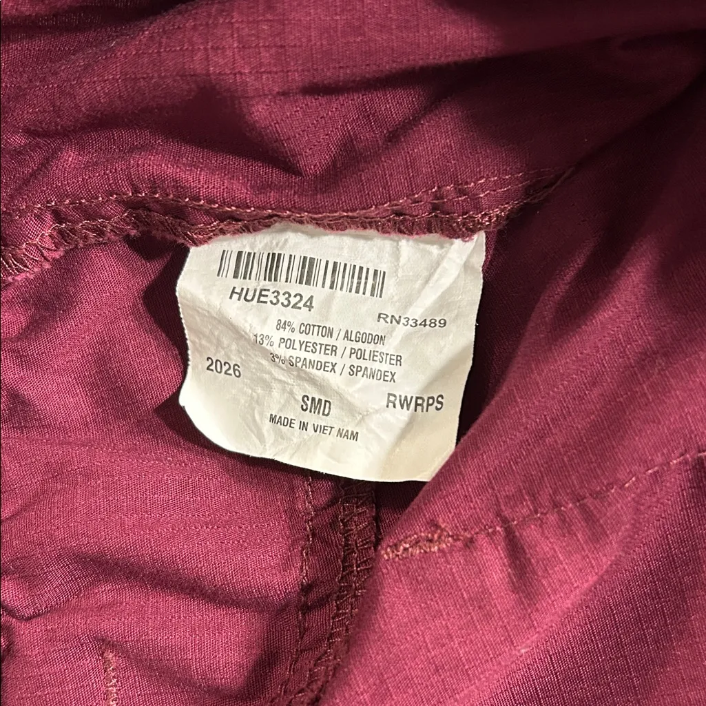 Landau Burgundy Scrub Bottoms With Elastic Waistband and Drawstring Size SMD - Image 7