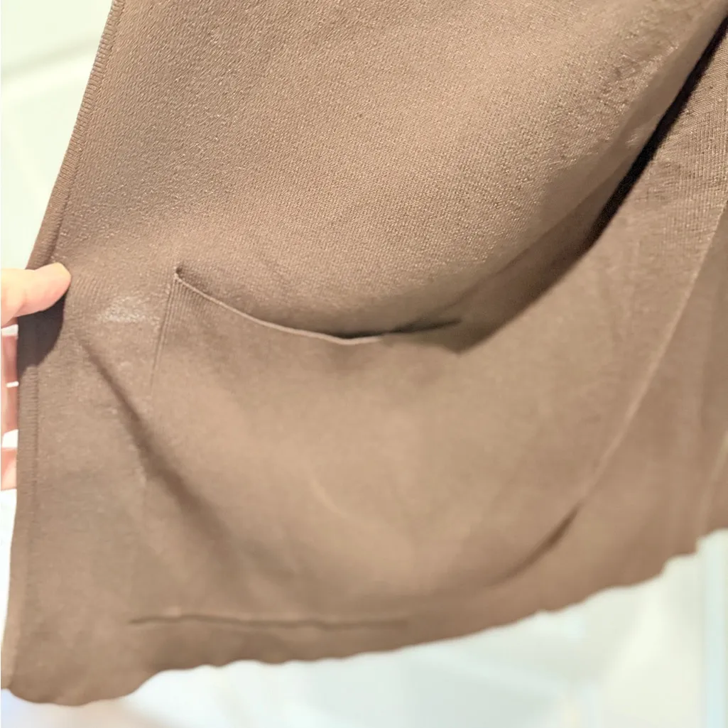 August Max Brown Women's Cardigan Classic Minimalist Office Airport Layering - Image 3