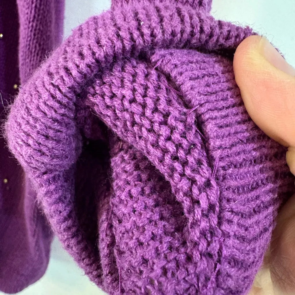 Victoria Harbour Purple Beaded Sweater Sequin Gem Boxy S Long Line Vintage Gold - Image 10