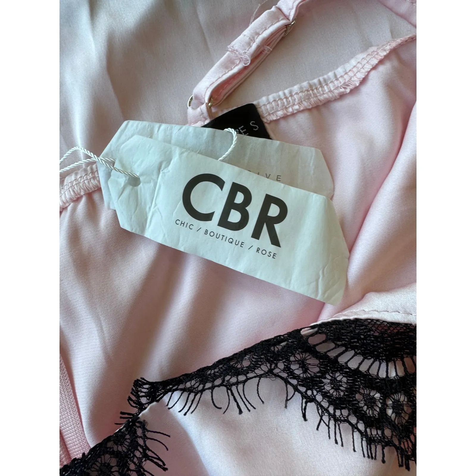 CBR Pink Slip Dress Black Lace Trim Y2K Lingerie Style Nightie Cottagecore 2000s - Image 6