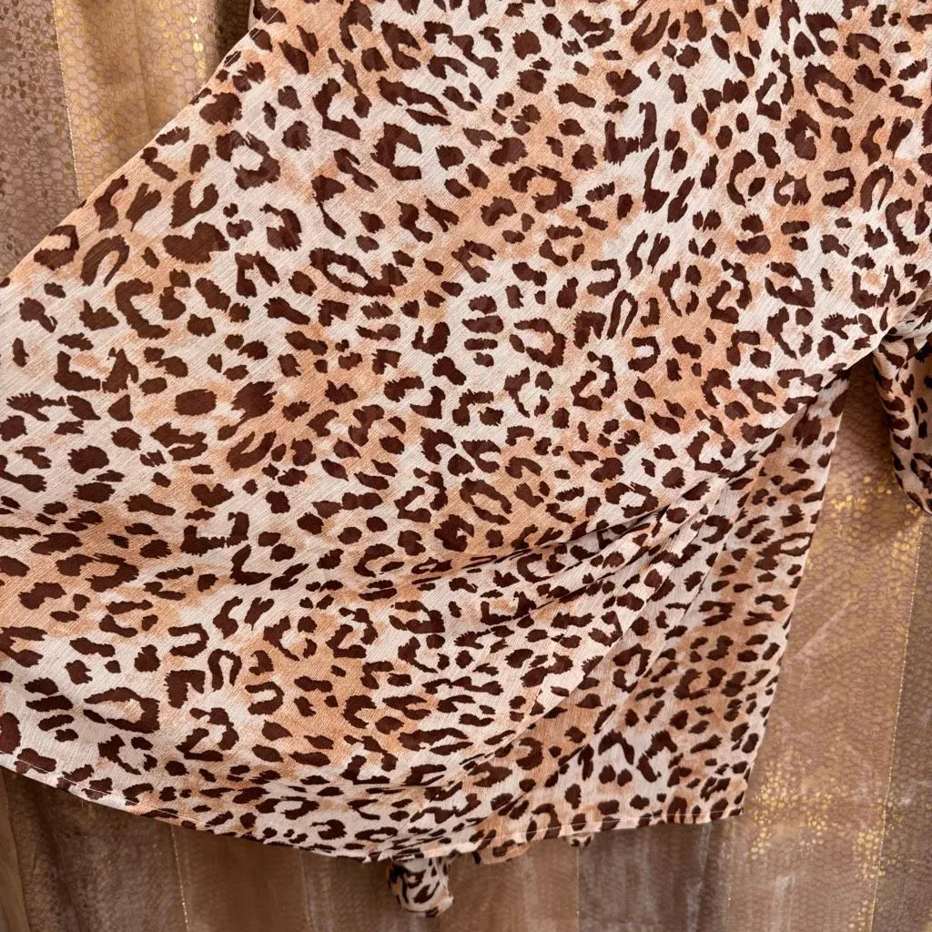 Aerie Sheer Cheetah Leopard Print Kimono Swim Cover Up Robe One Size - Image 5