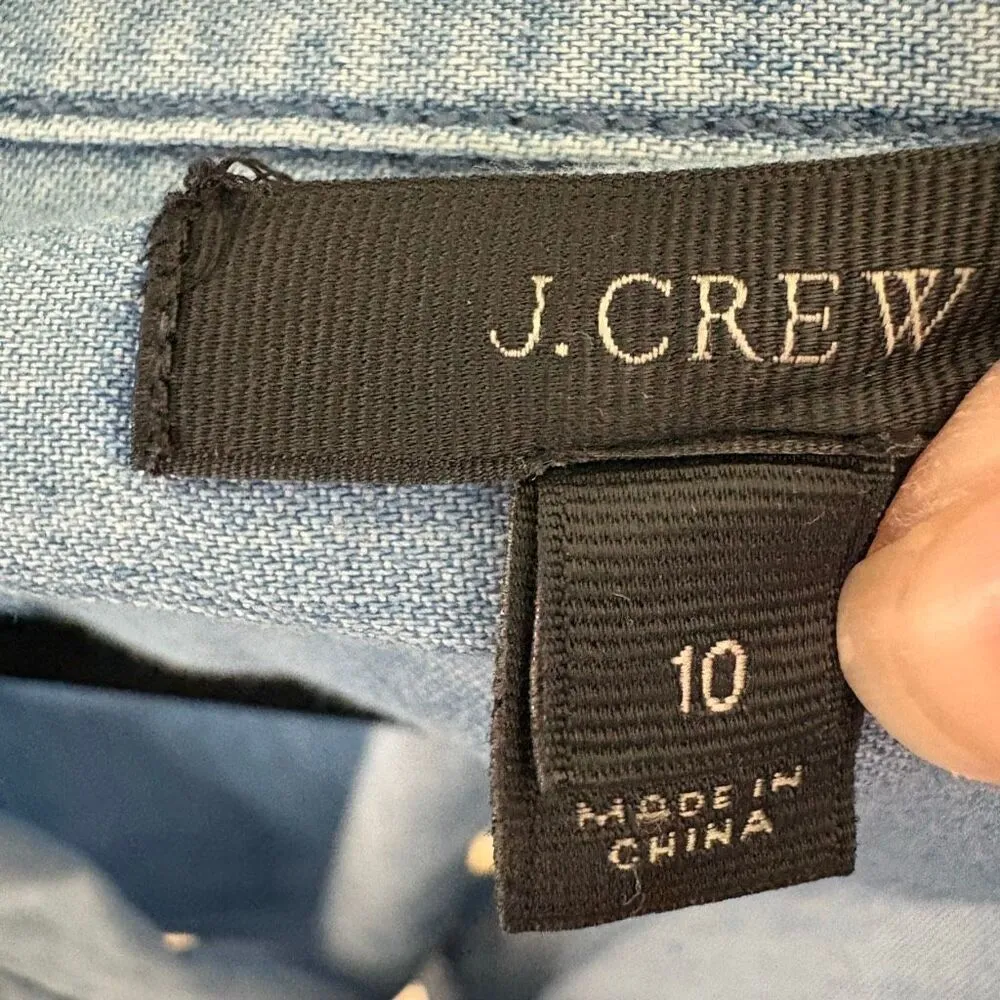 J.Crew Light Blue Denim Button Down Shirt Size 10 - Image 4