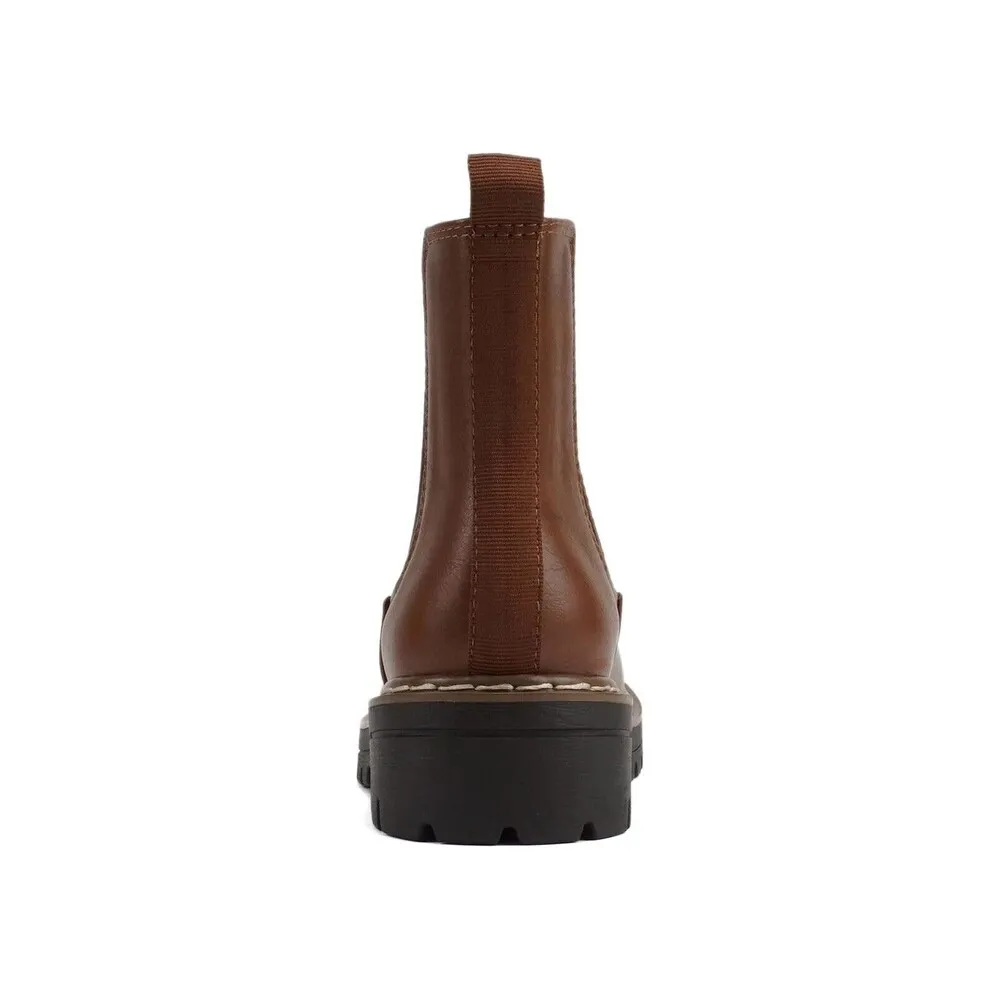 Soda Pilot Women's low heel Chelsea boots with double elastic 8.5 Tan Pu/brows - Image 3