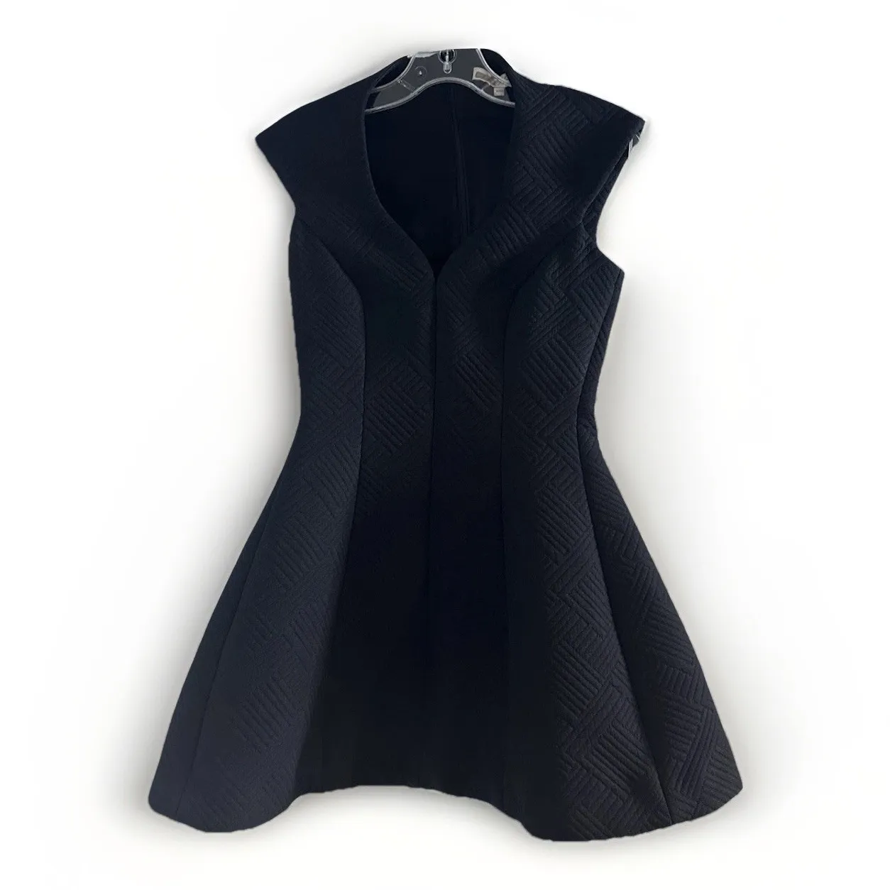 Alexis XS Black Quilted Skater Mini Modern Sophisticated Architectural Chic - Image 3