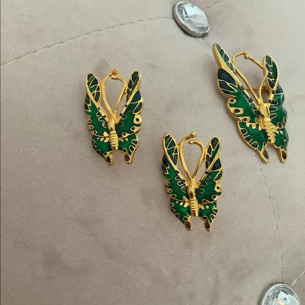Green butterfly jewelry set - Image 5