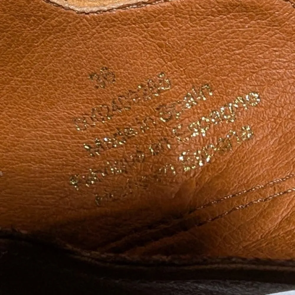 A / Anthropologie Amstur Cognac Brown Leather Scrunch Block Heel Mules 36 5.5 - Image 7