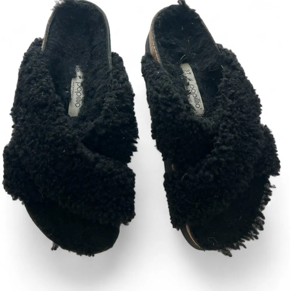 Birkenstocks 6.5 / 37  Papillio Daytona Platform Shearling Slide Kork Sandal - Image 4