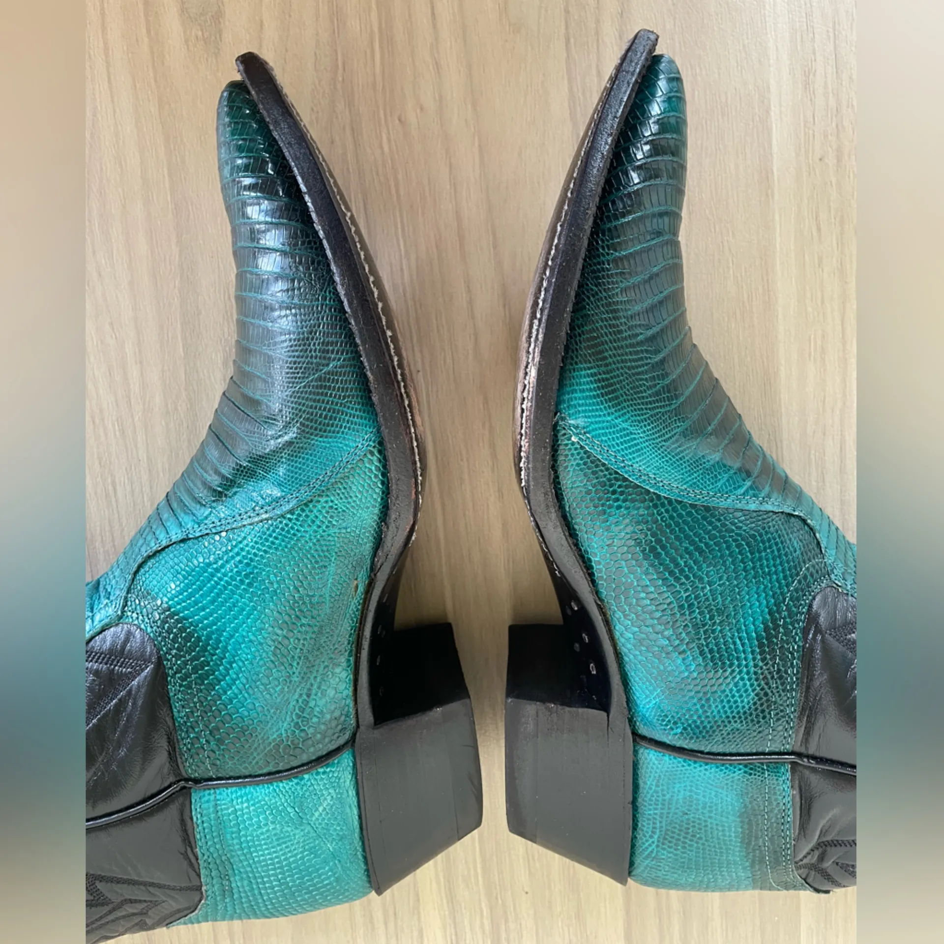 Justin Boots Black and Teal Combat Boots - Image 7