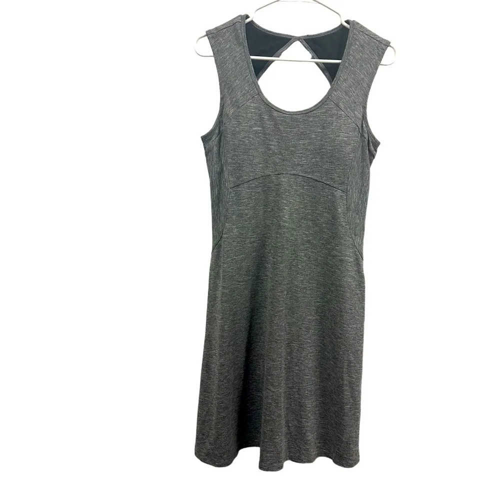prAna Calico Gray Open Back Sleeveless Built in Shelf Bra Athletic Dress Small - Image 10