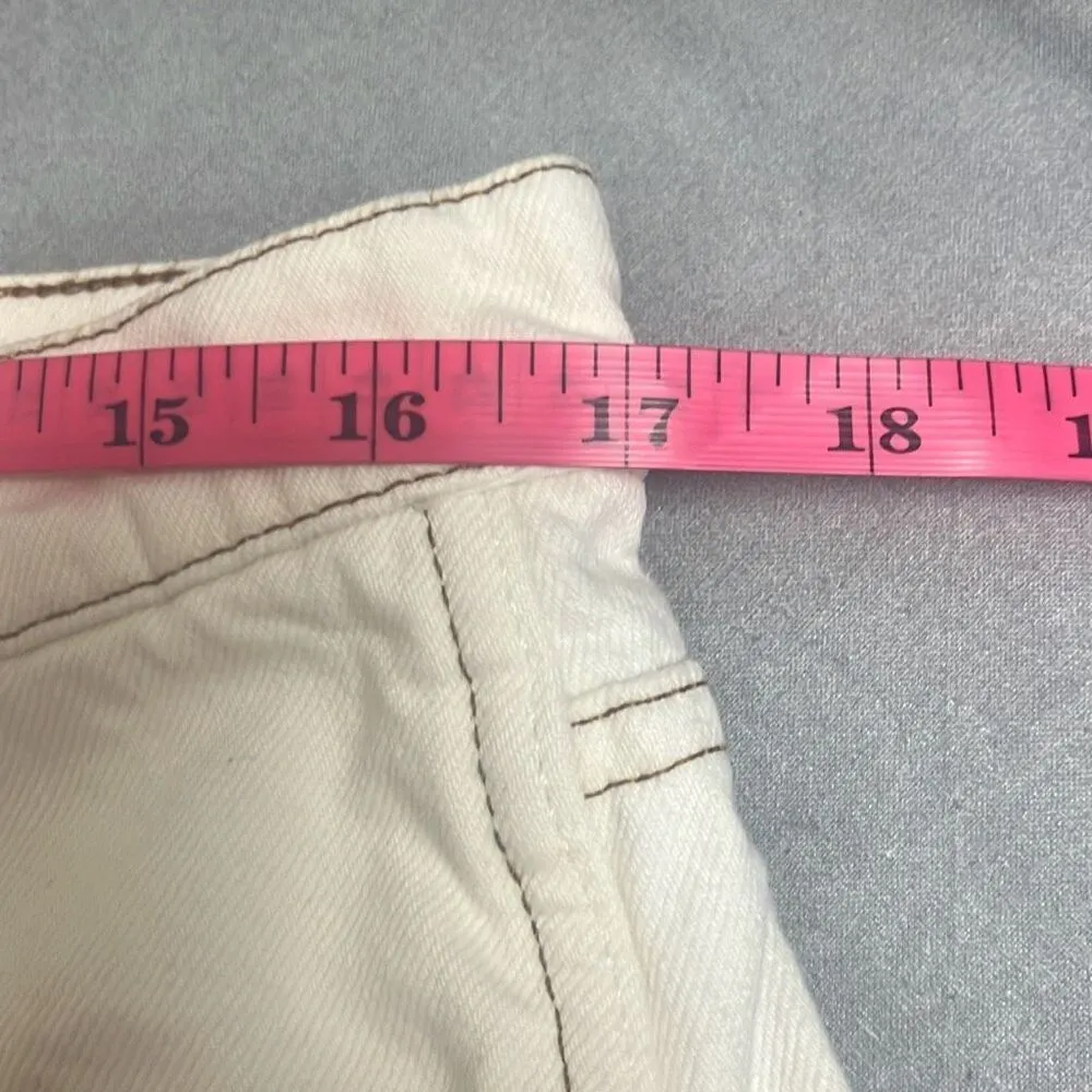 Frame Size 31" Le Italien Wide Leg Cropped Denim Pants Jeans White 100% Cotton - Image 11