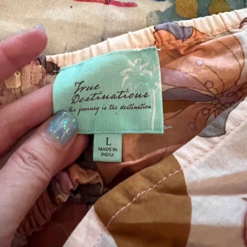 TRUE DESTINATIONS L Floral Peplum Romper in Beige Multi Saks Pink Size L - Image 6