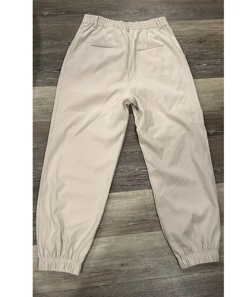 BB Dakota Steve Madden Khaki Pleated Joggers Size 6 - Image 5