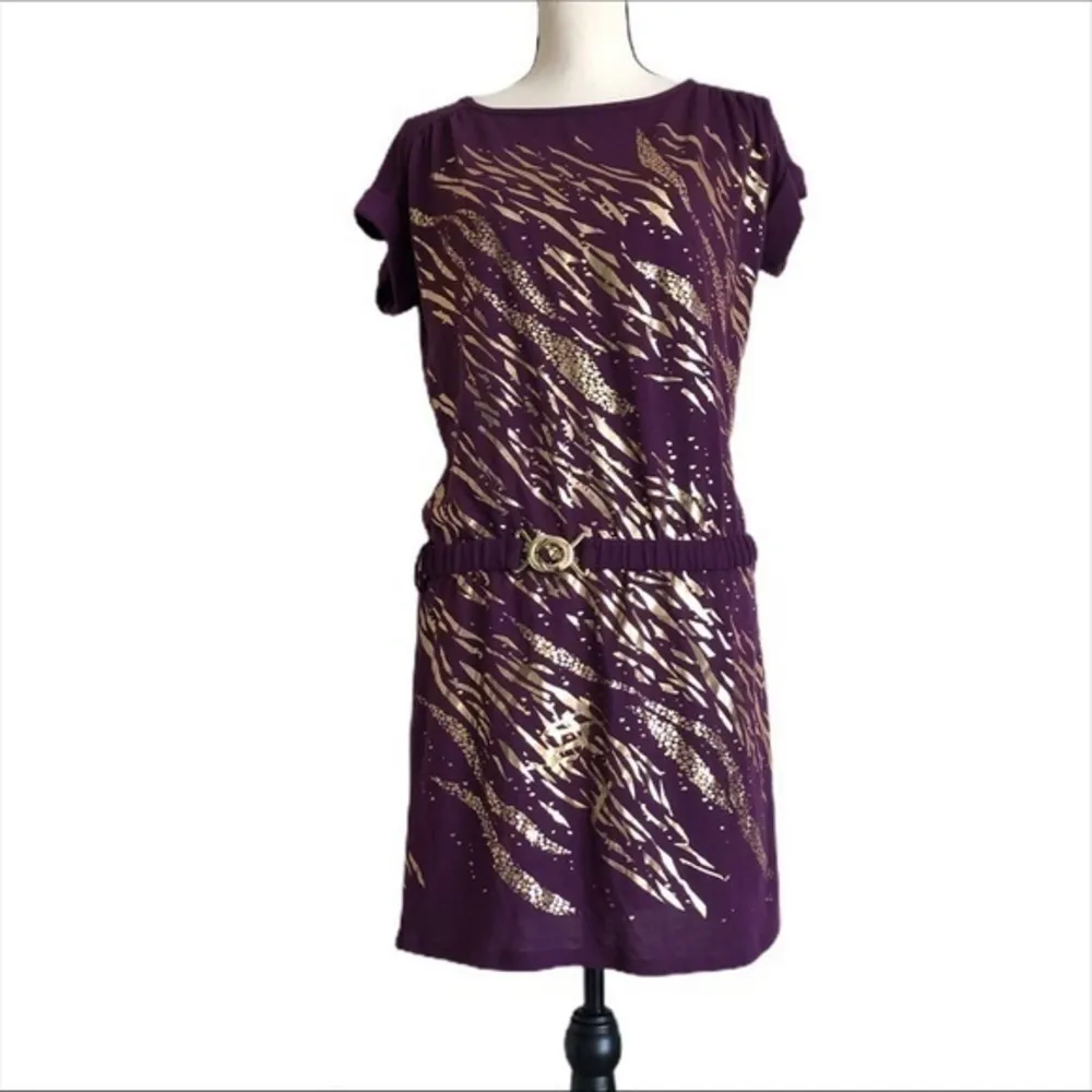 BluHeaven Purple Front Foil Belted Dress Size M - Image 6