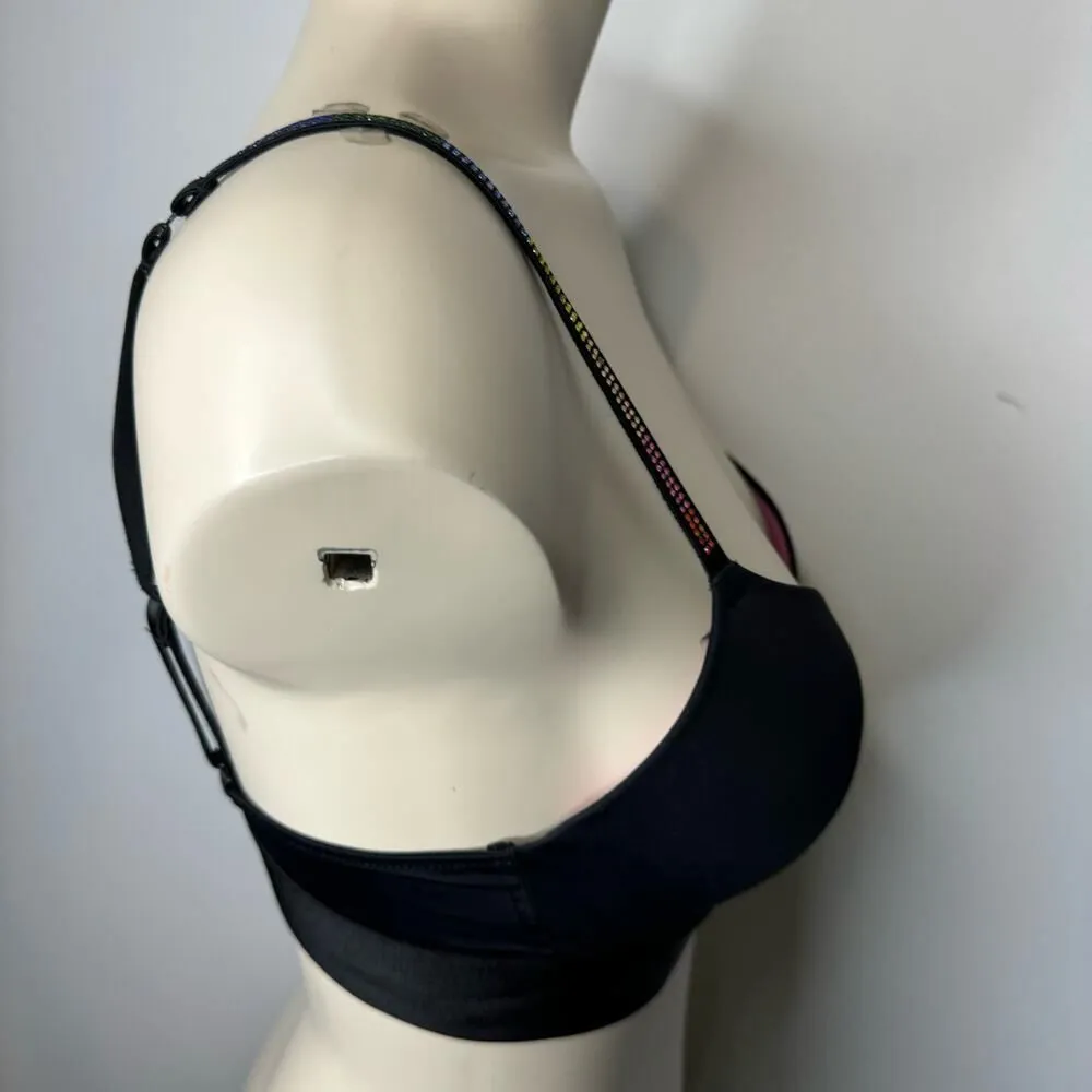 Pink Victoria's Secret Women Size 34B Love Pink Push Up Bra Rainbow Studded NWOT - Image 6