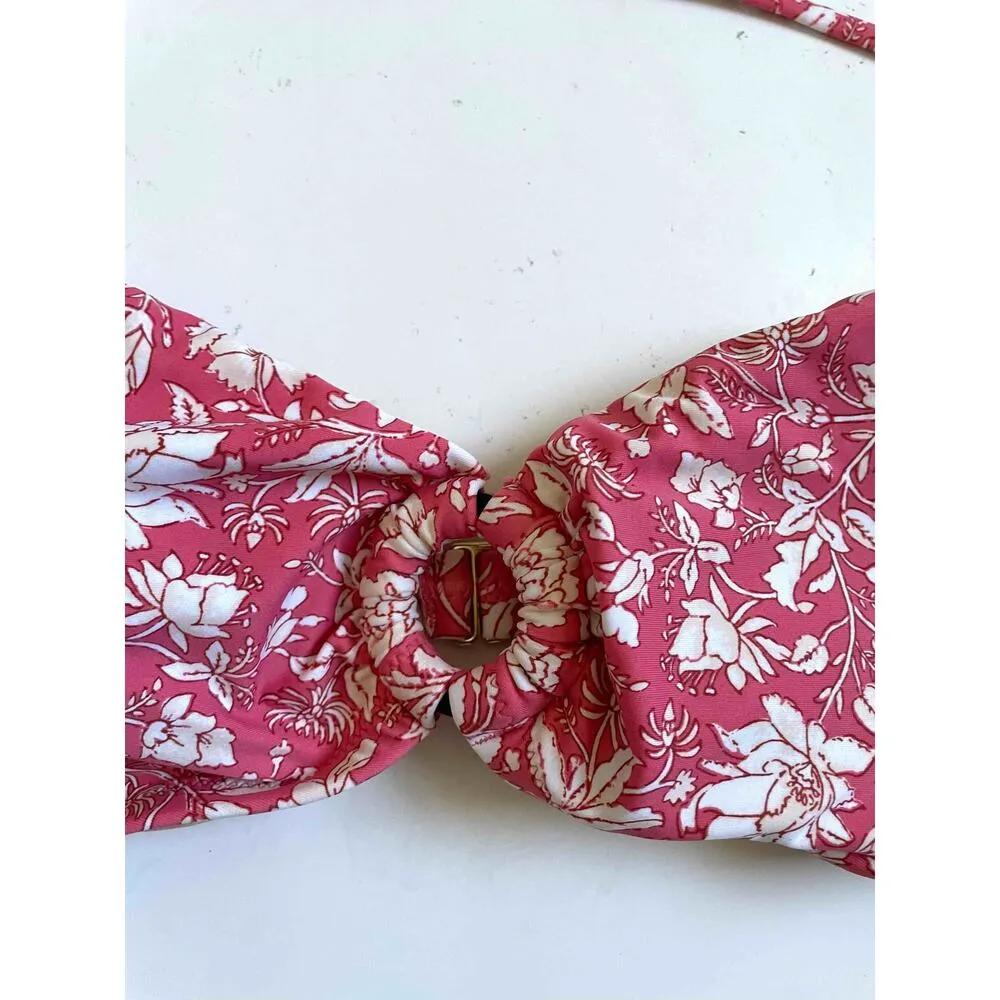 J. Crew Strapless Removable Straps Floral Bikini Top Mauve Pink Size 2X Plus NEW - Image 5