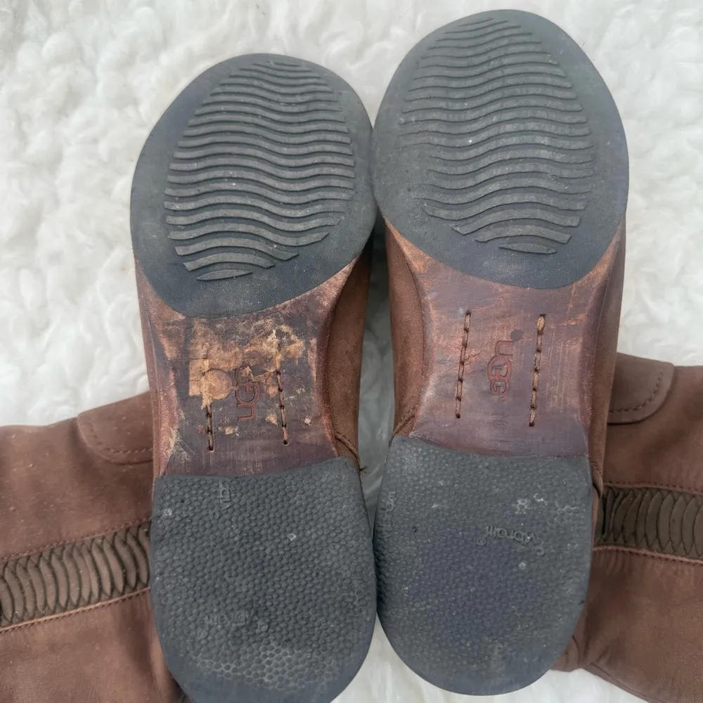 Ugg Annisa Australia Mid Calf Brown Suede Leather Boots Size 8 - Image 7