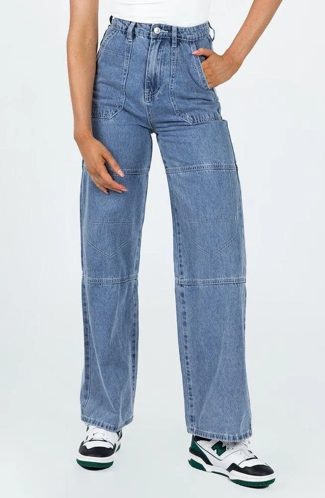 Princess Polly Calcetto Wide Leg High Waist Denim Jean Size 4 - Image 2