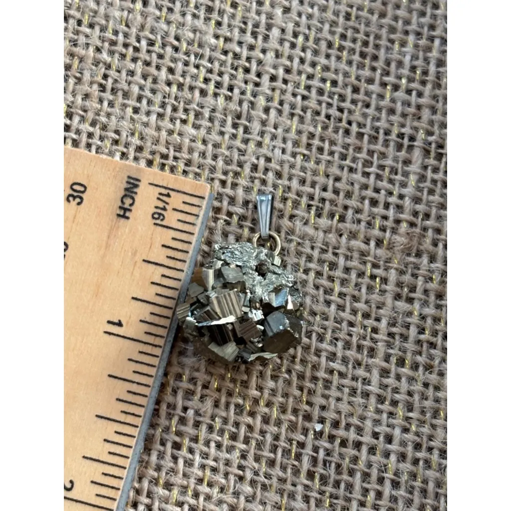 Pyrite Gemstone Pendant With Silver Loop Gold - Image 2