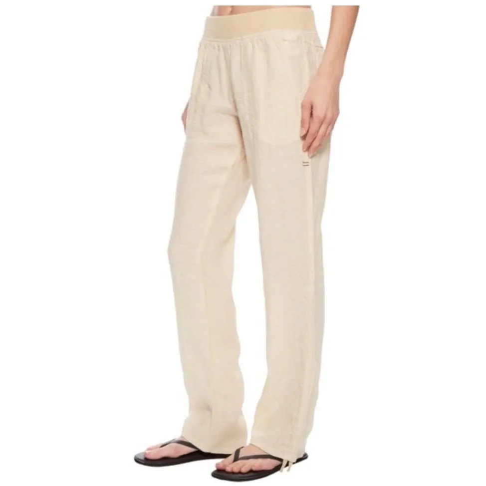 TOAD&CO Lina Pant 100% Linen Drawstring Waist Size Medium Beige Neutral Tan - Image 9