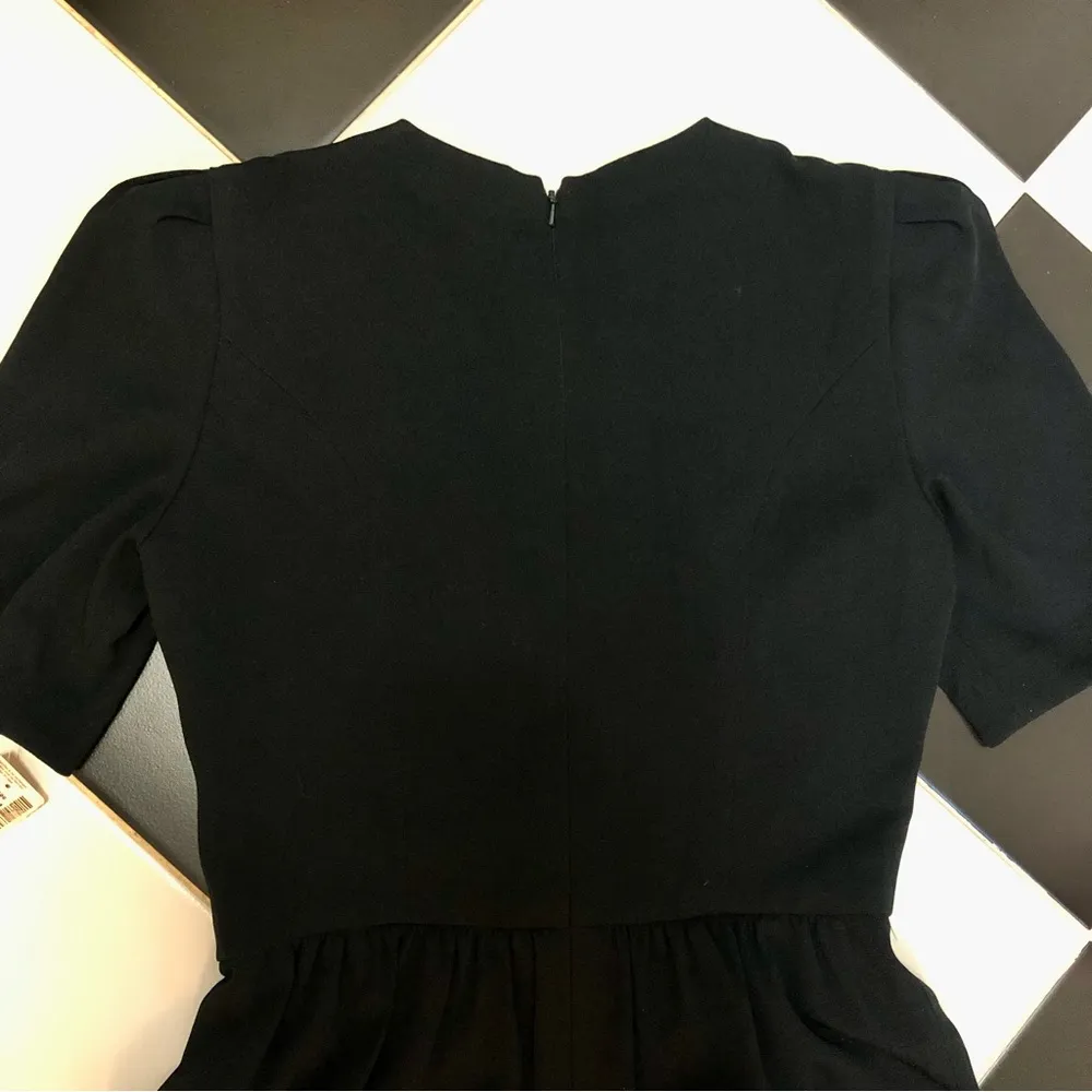 NWT Vintage 80s Saks Fifth Ave Rimini Midi Dress Sheath Rhinestone AB Buttons M - Image 5