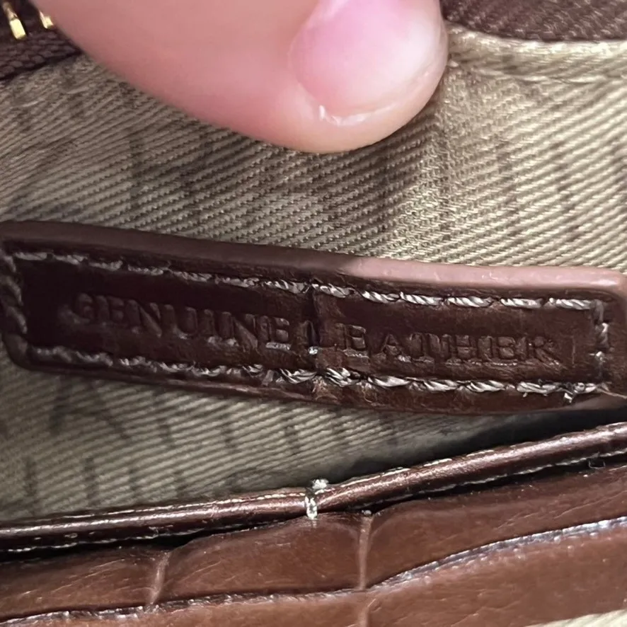 Isaac Mizrahi Womens Crossbody Bag Brown Croc Leather Flap Chain NEW - Image 11