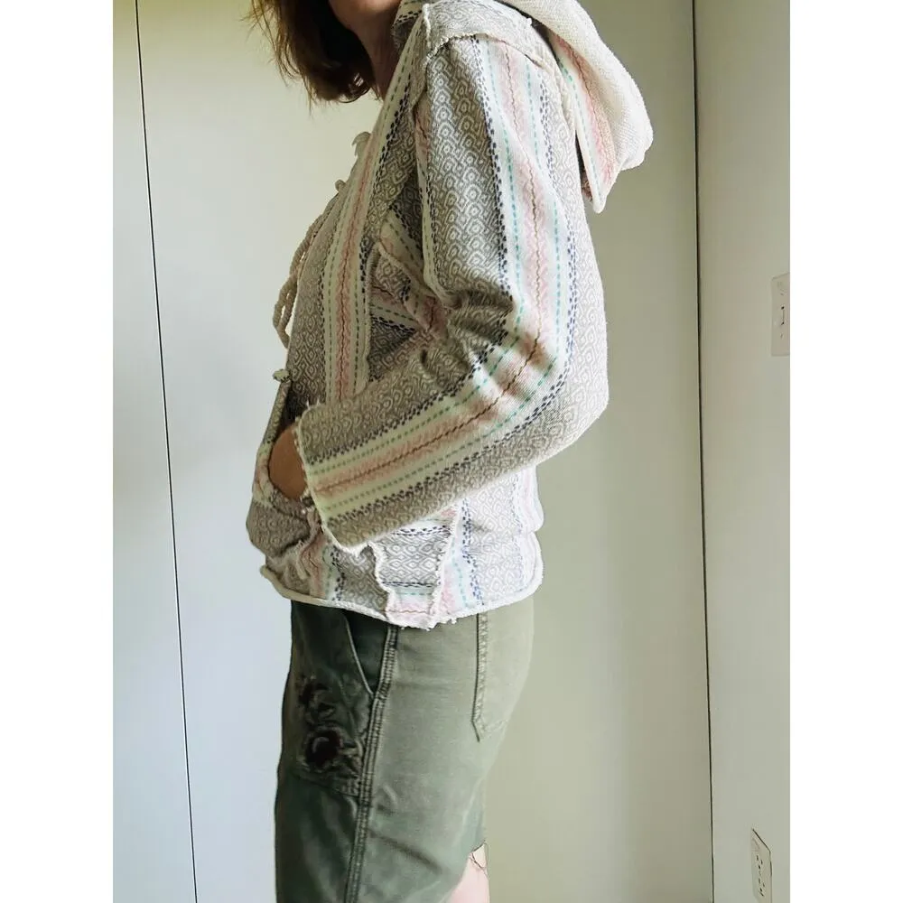 Billabong Beachy Hoodie Pastels Cream Size Medium Surfer Coastal Lace up - Image 9