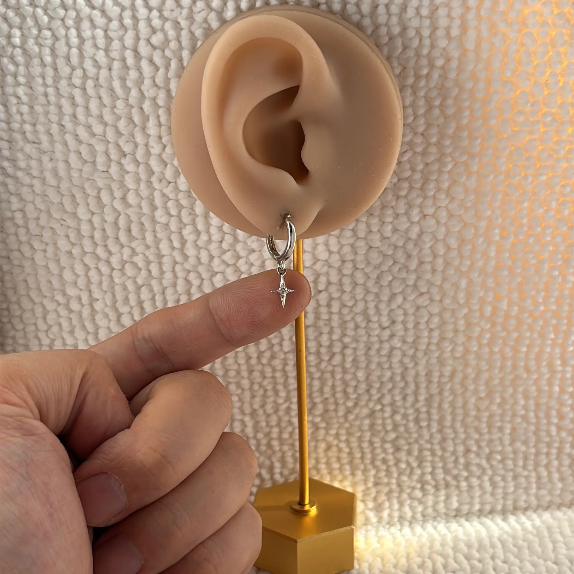 CZ Star Dangle Drop Earrings for Men Women Streetwear Hip Hop Punk Unisex Silver - Image 6