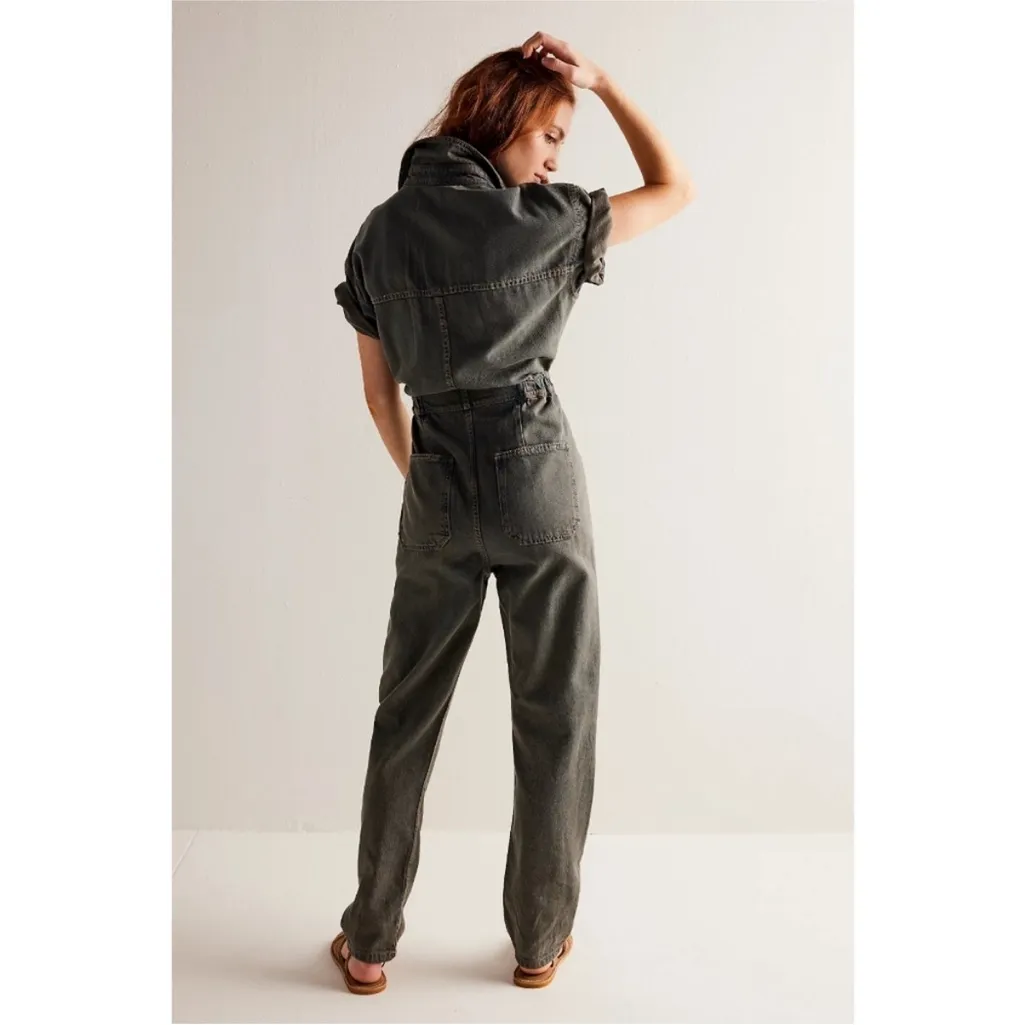 Free People Marci Relaxed Denim Utility Coveralls in Ian Indigo - Image 2
